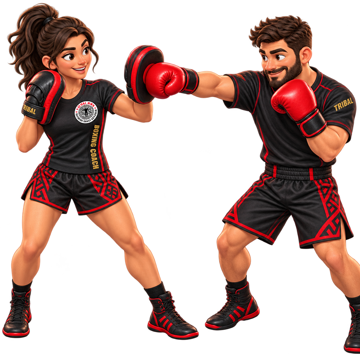 Tribal Boxing coach training with a student using focus mitts
